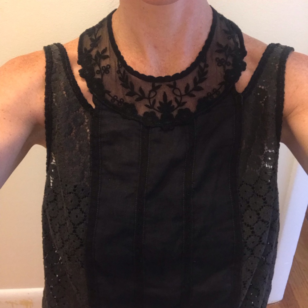 Free People New Romantics Lace Collar Top